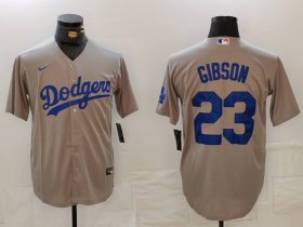 Men\'s Los Angeles Dodgers #23 Kirk Gibson Grey Cool Base Stitched Jersey