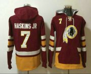 Wholesale Cheap Men's Washington Redskins #7 Dwayne Haskins Jr NEW Burgundy Red Pocket Stitched NFL Pullover Hoodie