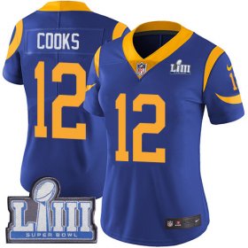 Wholesale Cheap Nike Rams #12 Brandin Cooks Royal Blue Alternate Super Bowl LIII Bound Women\'s Stitched NFL Vapor Untouchable Limited Jersey