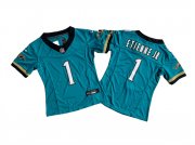 Cheap Women's Jacksonville Jaguars #1 Travis Etienne JR Teal 2024 F.U.S.E. Prowler Throwback Vapor Limited Football Stitched Jersey(Run Small)