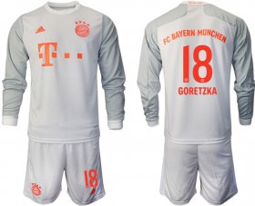 Wholesale Cheap Men 2020-2021 club Bayern Munchen away long sleeves 18 white Soccer Jerseys