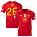 Men's Spain Team #26 Pedri Scarlet 2024 Home Soccer Jersey