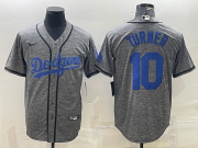 Wholesale Cheap Men's Los Angeles Dodgers #10 Justin Turner Grey Gridiron Cool Base Stitched Baseball Jersey