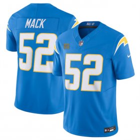 Cheap Men\'s Los Angeles Chargers #52 Khalil Mack Blue 2024 F.U.S.E. With 4-Star C Patch Vapor Untouchable Limited Stitched Jersey