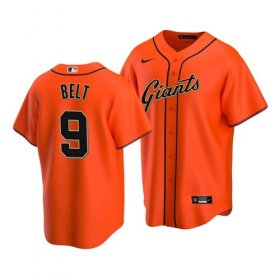 Wholesale Cheap Men\'s San Francisco Giants #9 Brandon Belt Alternate Orange Jersey