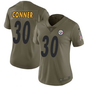 Wholesale Cheap Nike Steelers #30 James Conner Olive Women\'s Stitched NFL Limited 2017 Salute to Service Jersey