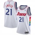 Cheap Men's Philadelphia 76ers #21 Joel Embiid White 2024-25 City Edition Stitched Jersey