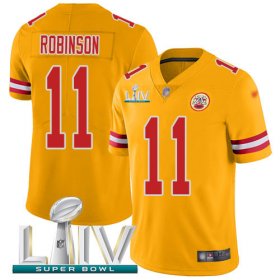 Wholesale Cheap Nike Chiefs #11 Demarcus Robinson Gold Super Bowl LIV 2020 Men\'s Stitched NFL Limited Inverted Legend Jersey