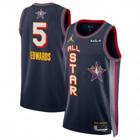 Cheap Men\'s 2025 All-Star #5 Anthony Edwards Navy Stitched Basketball Jersey