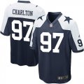 Wholesale Cheap Nike Cowboys #97 Taco Charlton Navy Blue Thanksgiving Youth Stitched NFL Throwback Elite Jersey