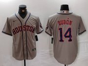 Cheap Men's Houston Astros #14 Mauricio Dubon Grey With Patch Cool Base Stitched Baseball Jersey