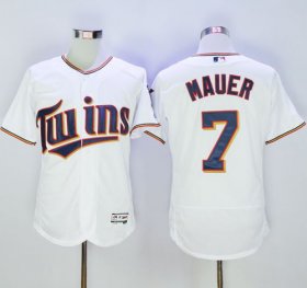 Wholesale Cheap Twins #7 Joe Mauer White Flexbase Authentic Collection Stitched MLB Jersey