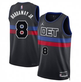 Men\'s Detroit Pistons #8 Tim Hardaway Jr Black 2024 Statement Edition Stitched Jersey