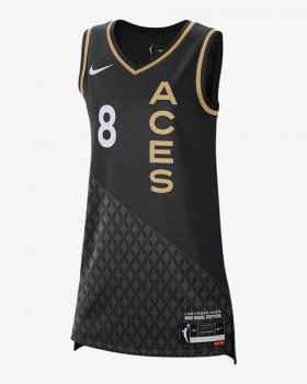 Cheap Women Las Vegas Aces #8 Liz Cambage Black 2021 Rebel Edition Stitched WNBA Jersey