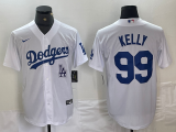 Cheap Men's Los Angeles Dodgers #99 Joe Kelly White Stitched Cool Base Nike Jersey