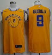 Wholesale Cheap Warriors 9 Andre Iguodala Yellow Throwback Nike Swingman Jersey