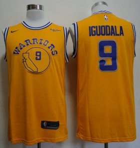 Wholesale Cheap Warriors 9 Andre Iguodala Yellow Throwback Nike Swingman Jersey