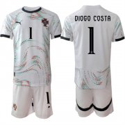 Cheap Men's Portugal Team #1 Diogo Costa 2025 White Away Soccer Jersey Suit