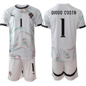 Cheap Men\'s Portugal Team #1 Diogo Costa 2025 White Away Soccer Jersey Suit