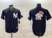 Cheap Men's New York Yankees Team Big Logo Black With Patch Cool Base Stitched Baseball Jersey