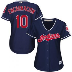 Wholesale Cheap Indians #10 Edwin Encarnacion Navy Blue Alternate Women\'s Stitched MLB Jersey