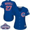 Wholesale Cheap Cubs #27 Addison Russell Blue Alternate 2016 World Series Champions Women's Stitched MLB Jersey