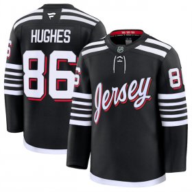 Men\'s New Jersey Devils #86 Jack Hughes Black 2024-25 Alternate Stitched Hockey Jersey