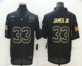 Wholesale Cheap Men\'s Los Angeles Chargers #33 Derwin James Jr Black 2020 Salute To Service Stitched NFL Nike Limited Jersey