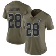 Wholesale Cheap Nike Raiders #28 Josh Jacobs Olive Women's Stitched NFL Limited 2017 Salute to Service Jersey