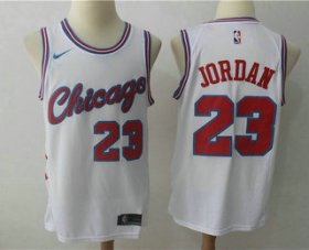 Wholesale Cheap Men\'s Chicago Bulls #23 Michael Jordan White 2017-18 Nike City Edition Swingman Jersey