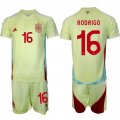 Men's Spain Team #16 Rodrigo 2024-25 Yellow Away Soccer Jersey Suit