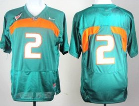 Wholesale Cheap Miami Hurricanes #2 With No Name Green Jersey