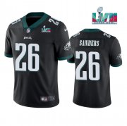 Wholesale Cheap Men's Philadelphia Eagles #26 Miles Sanders Black Super Bowl LVII Patch Vapor Untouchable Limited Stitched Jersey