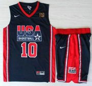 Wholesale Cheap USA Basketball 1992 Olympic Dream Team #10 Clyde Drexler Blue Jerseys & Shorts