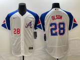 Wholesale Cheap Men's Atlanta Braves #28 Matt Olson Number White 2023 City Connect Flex Base Stitched Jersey2