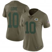 Wholesale Cheap Women's Green Bay Packers #10 Jordan Love Green Limited 2017 Salute to Service Jersey