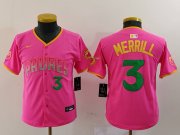 Cheap Youth San Diego Padres #3 Jackson Merrill Number Pink Fashion Baseball Jersey