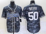 Wholesale Cheap Men's Los Angeles Dodgers #50 Mookie Betts Gray Camo Cool Base With Patch Stitched Baseball Jersey