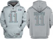 Cheap Men's Philadelphia Eagles #11 A.J. Brown Gray Atmosphere Fashion Super Bowl LVII Patch Pullover Hoodie