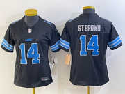 Cheap Women's Detroit Lions #14 Amon Ra St Brown Limited Black 2024 FUSE Vapor Jersey