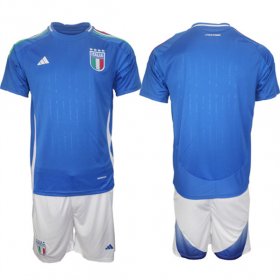 Cheap Men\'s Italy Custom 2024-25 Blue Home Soccer Jersey Suit