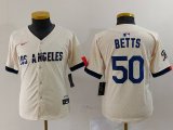 Cheap Youth Los Angeles Dodgers #50 Mookie Betts Cream 2024 City Connect Limited Stitched Jersey