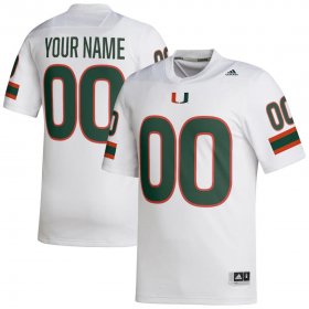 Cheap Men\'s Miami Hurricanes Customized White Stitched Football Jersey