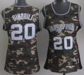 Wholesale Cheap San Antonio Spurs #20 Manu Ginobili Camo Fashion Womens Jersey