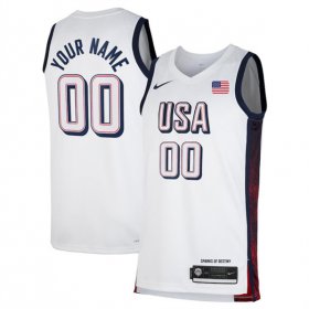 Cheap Men\'s USA Basketball Active Player Custom White 2024 Swingman Stitched Jersey