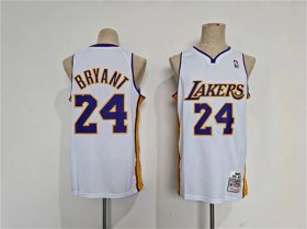 Cheap Men\'s Los Angeles Lakers #24 Kobe Bryant White Throwback basketball Jersey