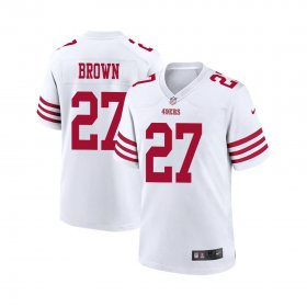 Cheap Men\'s San Francisco 49ers #27 Ji Ayir Brown White Game Football Stitched Jersey