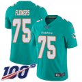 Wholesale Cheap Nike Dolphins #75 Ereck Flowers Aqua Green Team Color Men's Stitched NFL 100th Season Vapor Untouchable Limited Jersey