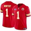 Cheap Men's Kansas City Chiefs #1 Xavier Worthy Red F.U.S.E With Draft Patch Vapor Untouchable Limited Stitched Football Jersey