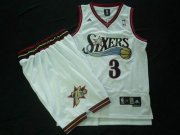 Wholesale Cheap Philadelphia 76ers 3 A.Iverson white color Swingman Basketball Suit